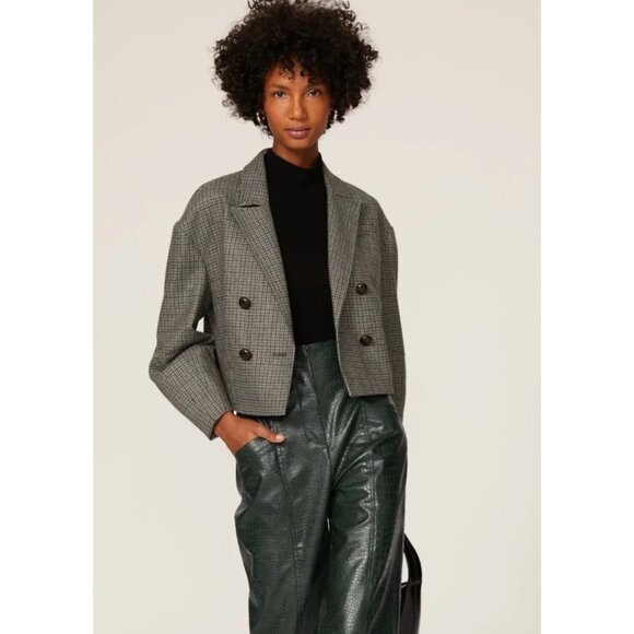 Veronica Beard Sybille Houndstooth Jacket Blazer Gray Wool Blend Size 12 $595 - Picture 1 of 10